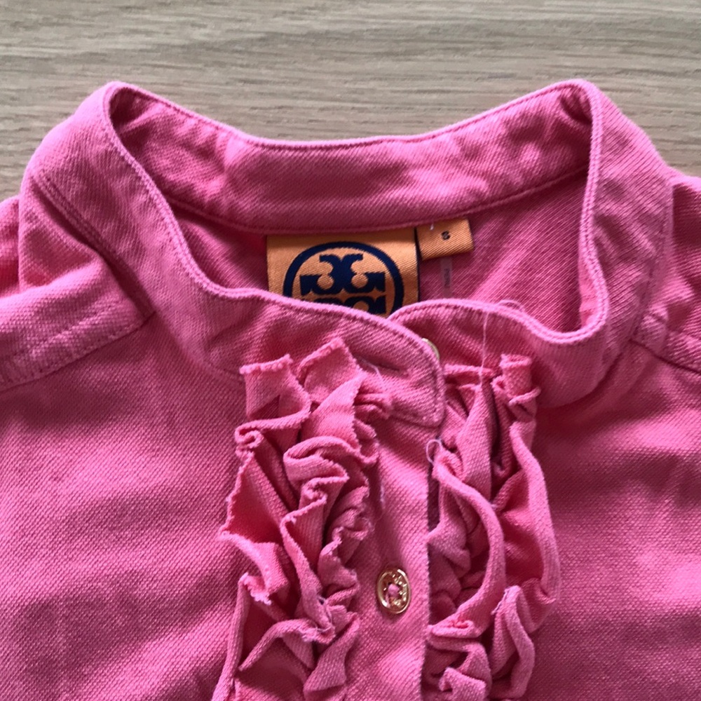 Tory Burch long sleeve ruffled polo